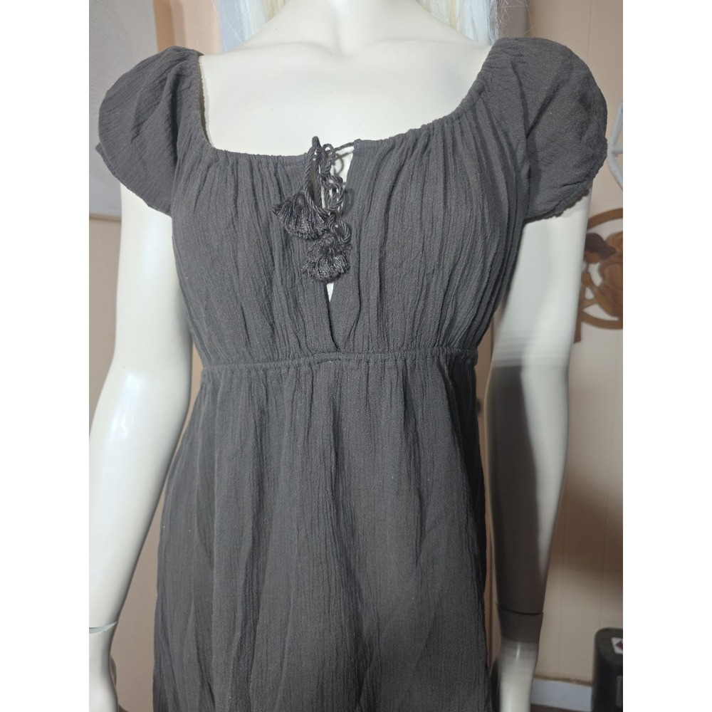 J Crew Dress Womens Large Brown Tassel Tie Babydoll Boho Peasant Cotton‎ Y2K